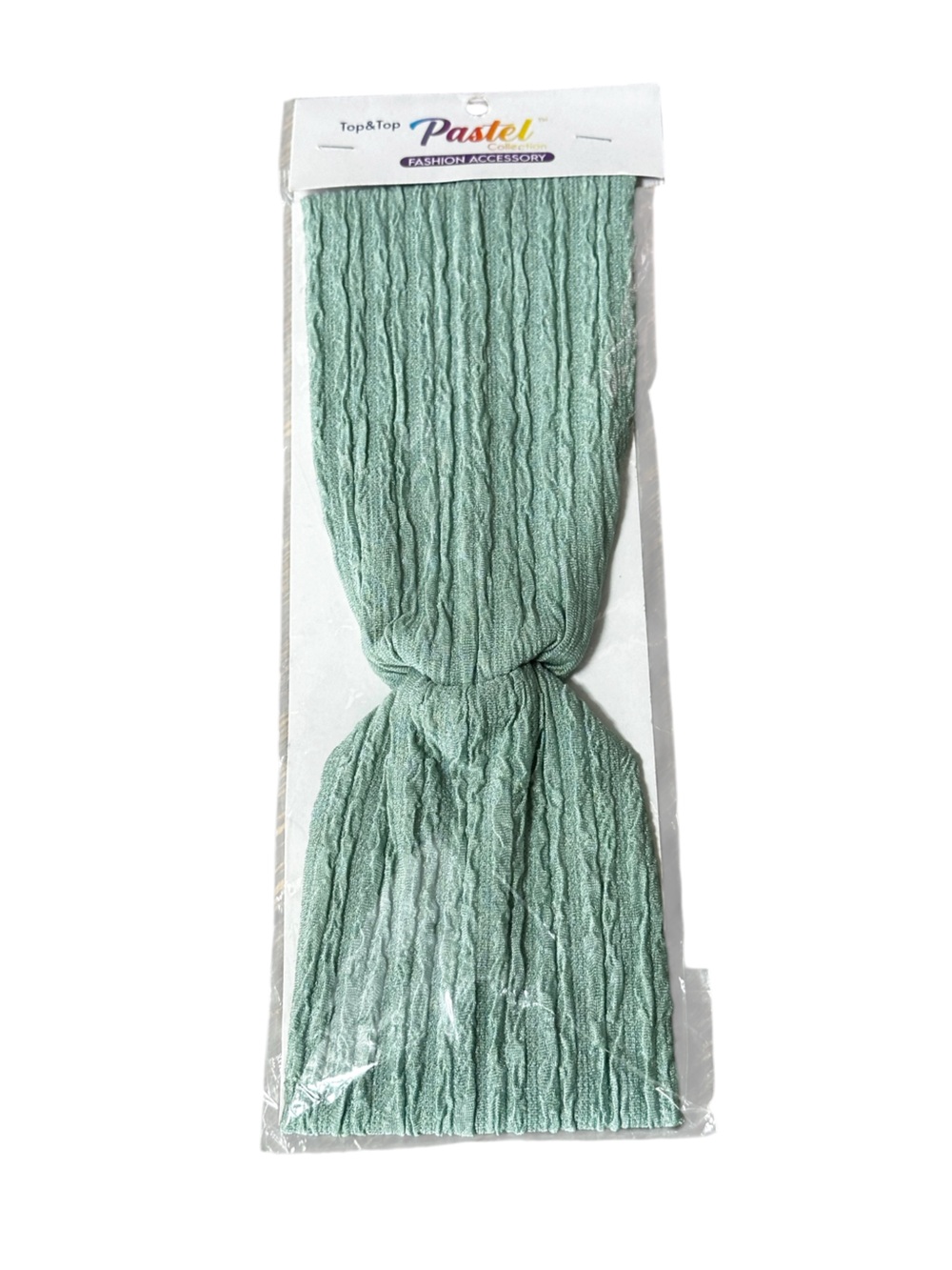 Top & Top headband textured crinkled fabric stylish knotted center pastel green